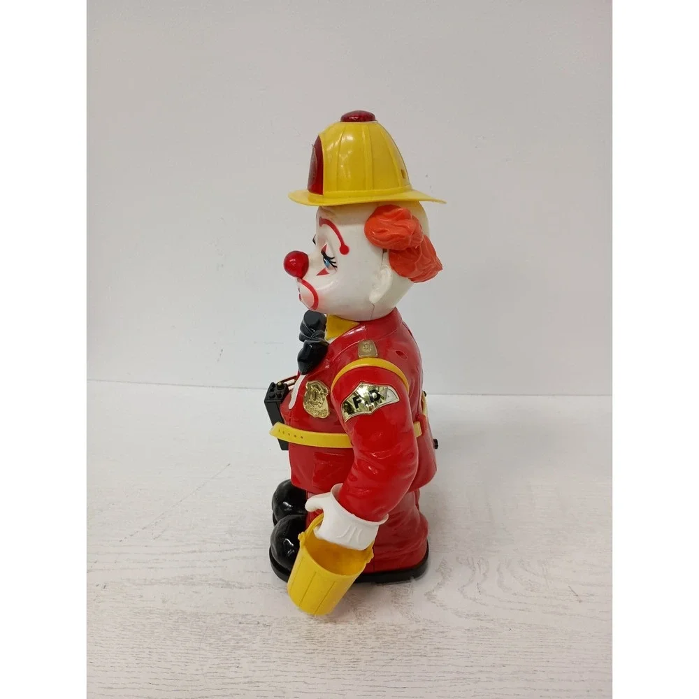 Vintage 1989 New Bright Bump'n Benny Fireman Clown Robot Toy Animated Red Yellow
